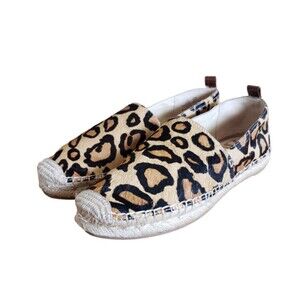 Sam Edelman Khloe Calf Hair Leopard Espadrille Slip On Shoes Size 6.5 M